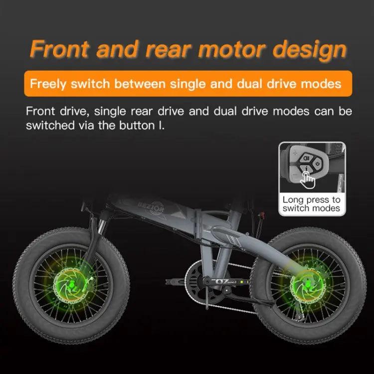 Vélo électrique pliant à double moteur BEZIOR XF005 500W 36V / 16Ah avec pneus de 20 pouces - lesbeauxprix