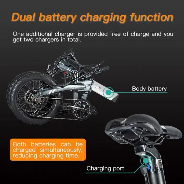 Vélo électrique pliant à double moteur BEZIOR XF005 500W 36V / 16Ah avec pneus de 20 pouces - lesbeauxprix