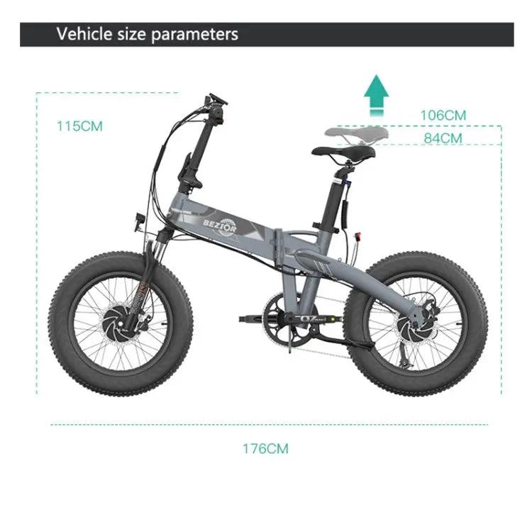Vélo électrique pliant à double moteur BEZIOR XF005 500W 36V / 16Ah avec pneus de 20 pouces - lesbeauxprix