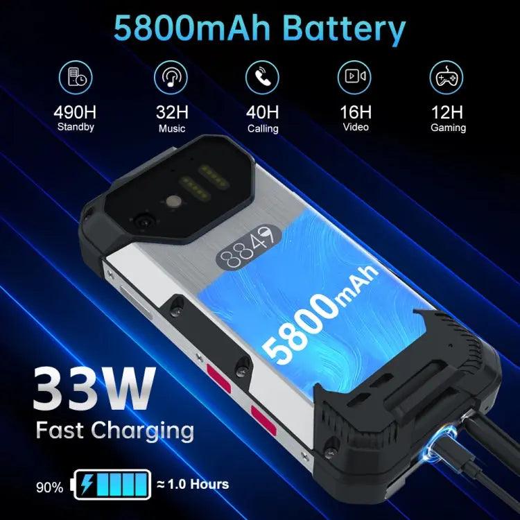 Unihertz Tank mini 1/8849, téléphone incassable, 12 Go + 256 Go, télémètre laser, appareil photo 100 MP, 4,3 pouces réseau : 4G (noir)