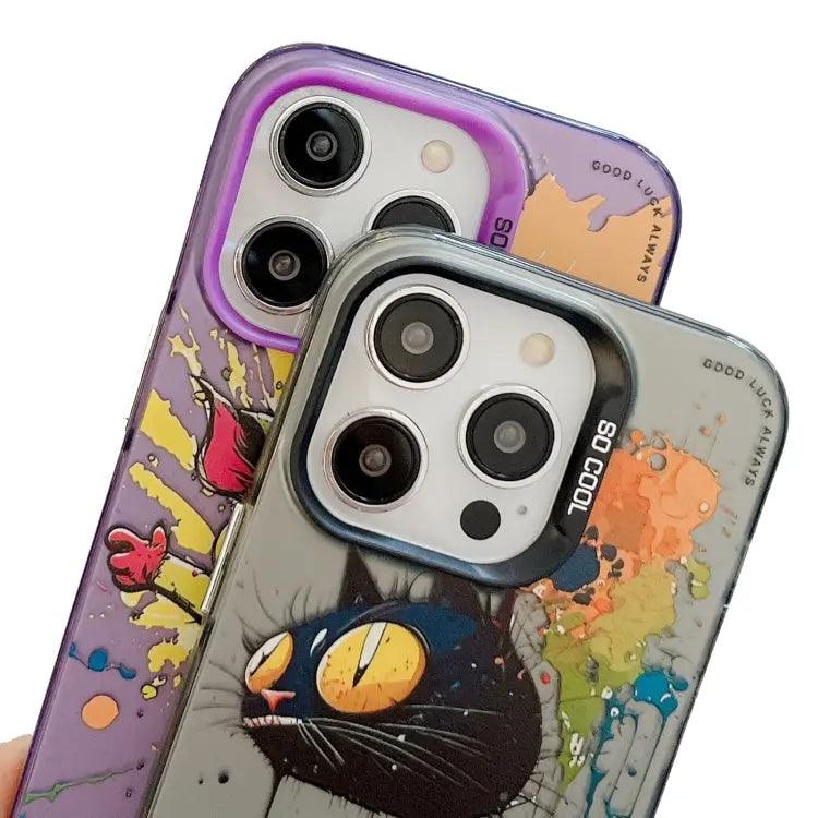 Coque Pour iPhone 15 à 12, Série de peinture à l'huile à motif animal.