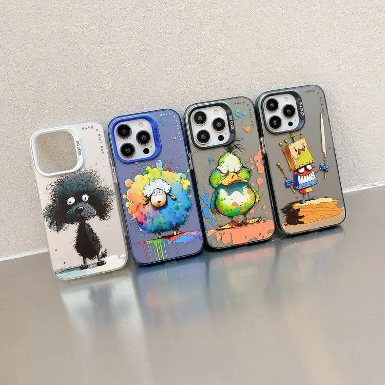 Coque Pour iPhone 15 à 12, Série de peinture à l'huile à motif animal.