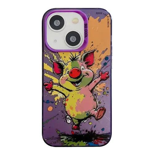Coque Pour iPhone 15 à 12, Série de peinture à l'huile à motif animal. lesbeauxprix