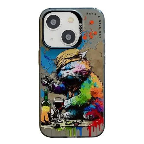 Coque Pour iPhone 15 à 12, Série de peinture à l'huile à motif animal. lesbeauxprix