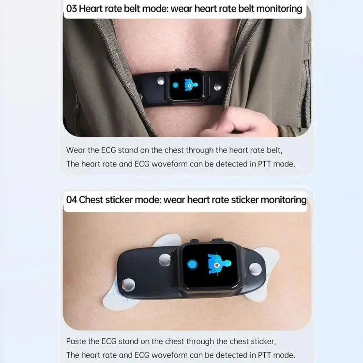 E530 1,91 pouces IP68 montre intelligente à bande en acier étanche prend en charge l'ECG / la glycémie non invasive (noir)