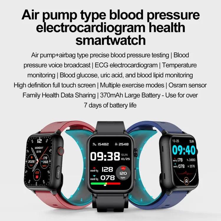 TK63 Montre intelligente de pompe à air à écran couleur de 1,91 pouces, prend en charge la surveillance de la pression artérielle/ECG (noir)