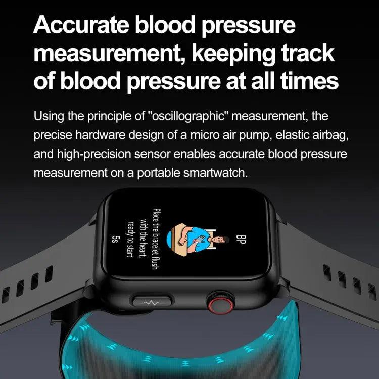 TK63 Montre intelligente de pompe à air à écran couleur de 1,91 pouces, prend en charge la surveillance de la pression artérielle/ECG (noir)