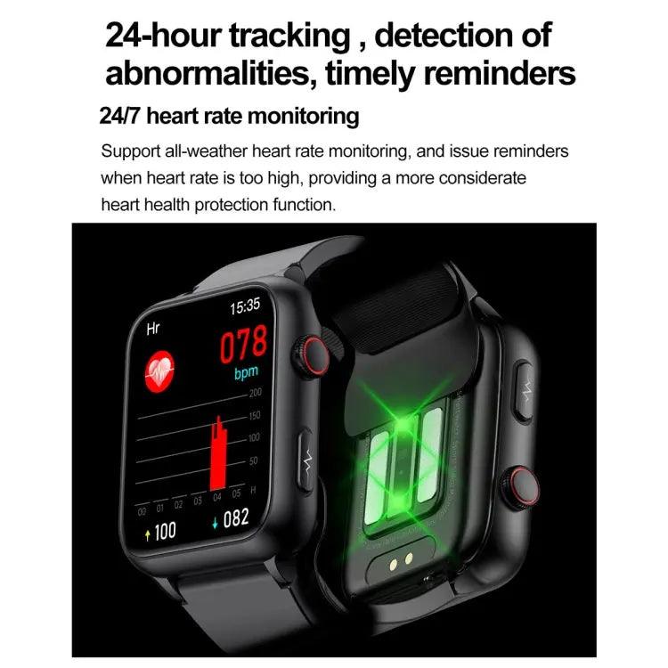 TK63 Montre intelligente de pompe à air à écran couleur de 1,91 pouces, prend en charge la surveillance de la pression artérielle/ECG (noir)