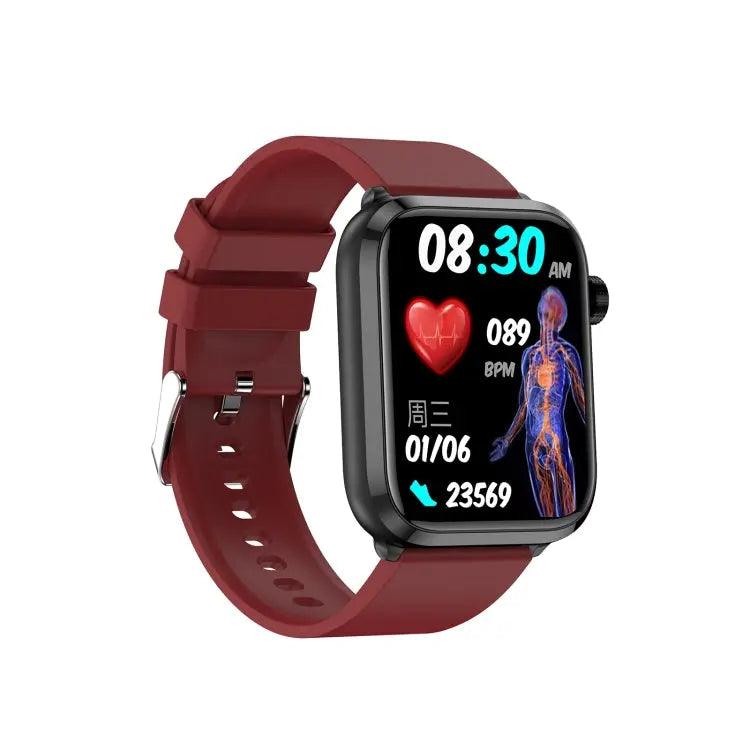 ET210 1,91 pouces IPS écran IP67 montre intelligente bande de silicone étanche, prise en charge de la surveillance de la température corporelle/ECG (rouge)