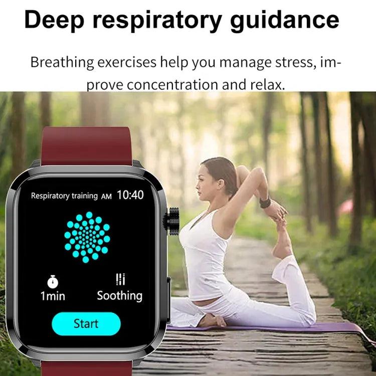 ET210 1,91 pouces IPS écran IP67 montre intelligente bande de silicone étanche, prise en charge de la surveillance de la température corporelle/ECG (rouge)