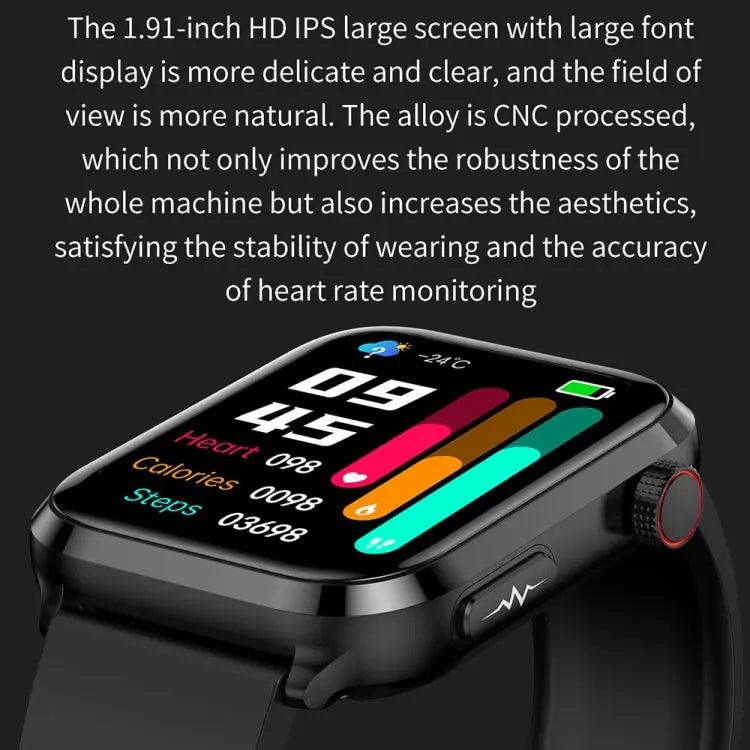 ET210 1,91 pouces IPS écran IP67 montre intelligente bande de silicone étanche, prise en charge de la surveillance de la température corporelle/ECG (rouge)