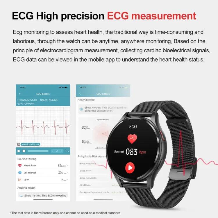 Montre intelligente Prise en charge ECG / Glycémie non invasive (Noir)