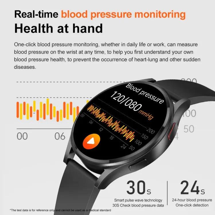 Montre intelligente Prise en charge ECG / Glycémie non invasive (Noir)
