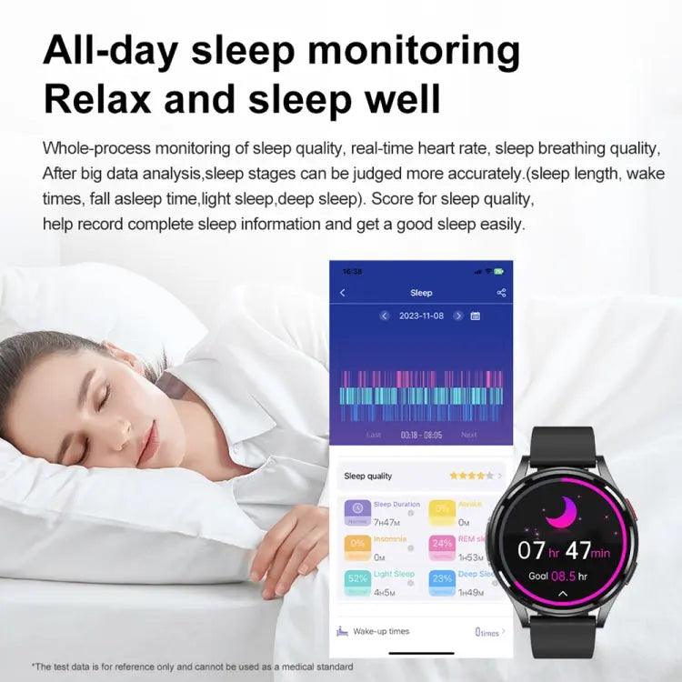 Montre intelligente Prise en charge ECG / Glycémie non invasive (Noir)