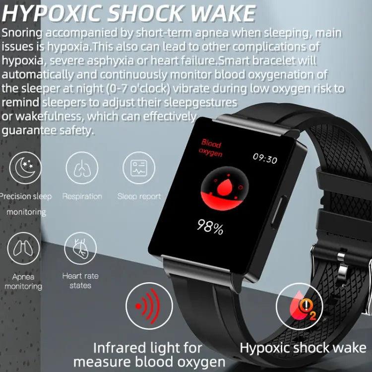 La montre intelligente KS01 1,85 pouces prend en charge la détection de la glycémie, la détection de la pression artérielle, la détection de l'oxygène sanguin (noir)