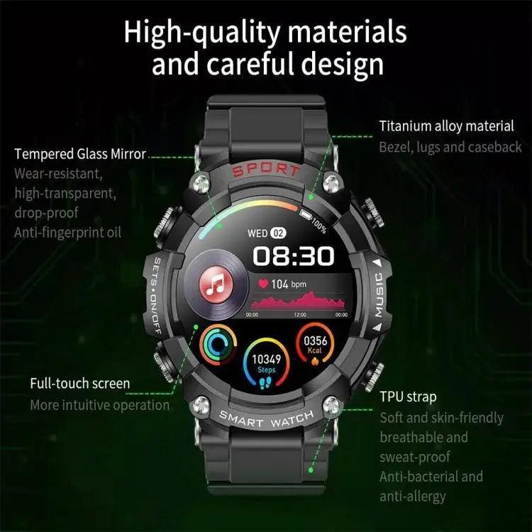 Montre connectée avec écouteurs Bluetooth: T96 1,52 Pouces Écran AMOLED (Noir) - lesbeauxprix