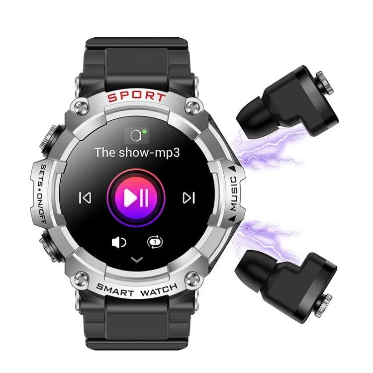 Montre intelligente avec écouteurs Bluetooth T96 1,52 pouces écran Amoled 2 en 1 (argent) - lesbeauxprix