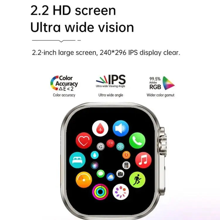 Montre intelligente de sport WS12 ULTRA 2 de 2,2 pouces, code de paiement de prise en charge / appel Bluetooth / sommeil / oxygène sanguin / fréquence cardiaque / moniteur de santé de la pression artérielle (noir)