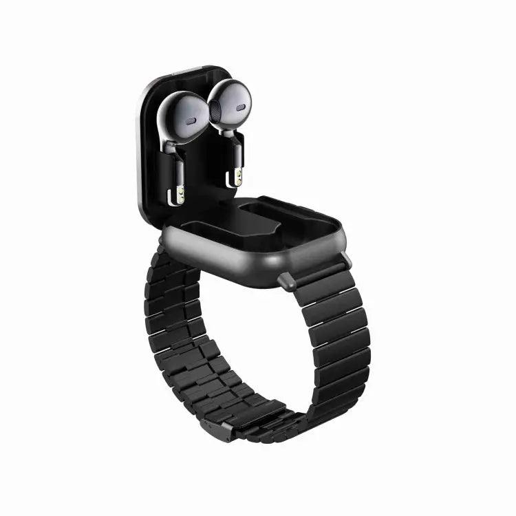 Montre intelligente avec écouteur D8 intégré 2 en 1 Bluetooth, prise en charge de la surveillance de la santé/NFC (noir)