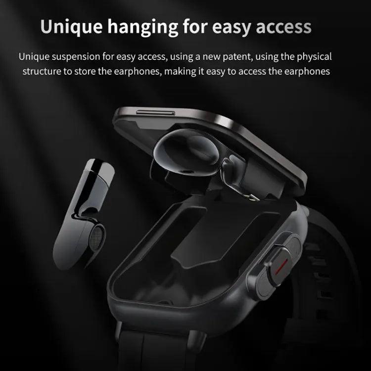 Montre intelligente avec écouteur D8 intégré 2 en 1 Bluetooth, prise en charge de la surveillance de la santé/NFC (noir)