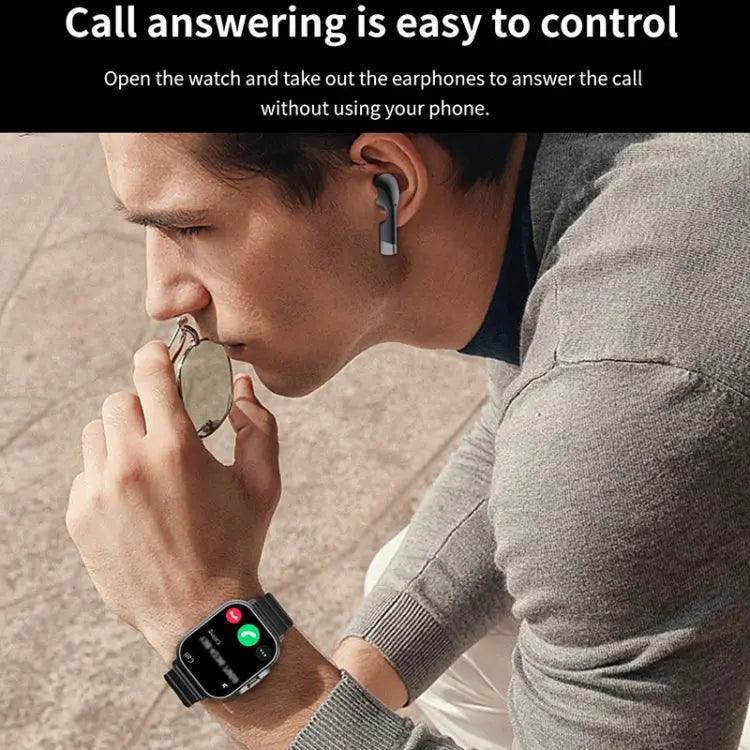 Montre intelligente avec écouteur D8 intégré 2 en 1 Bluetooth, prise en charge de la surveillance de la santé/NFC (noir)