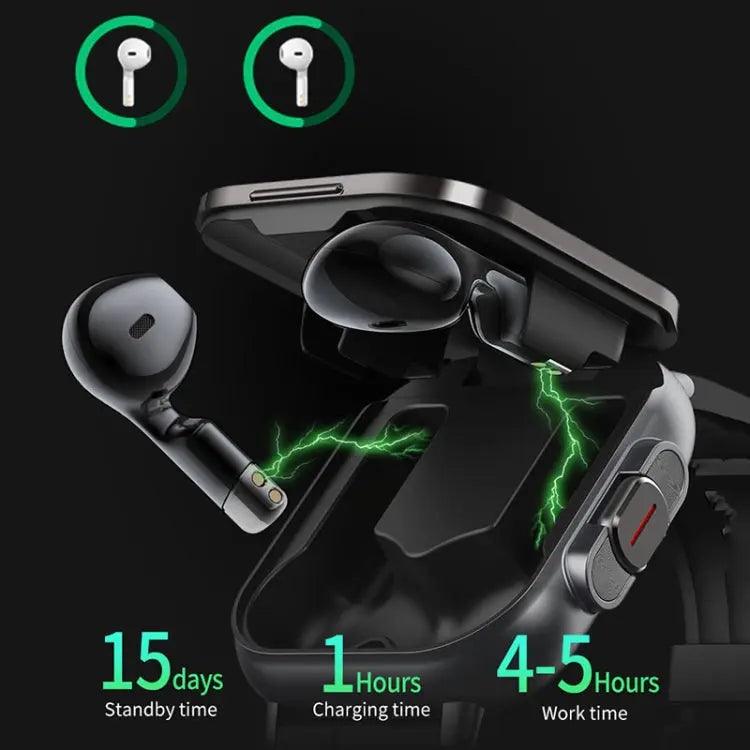 Montre intelligente avec écouteur D8 intégré 2 en 1 Bluetooth, prise en charge de la surveillance de la santé/NFC (noir)