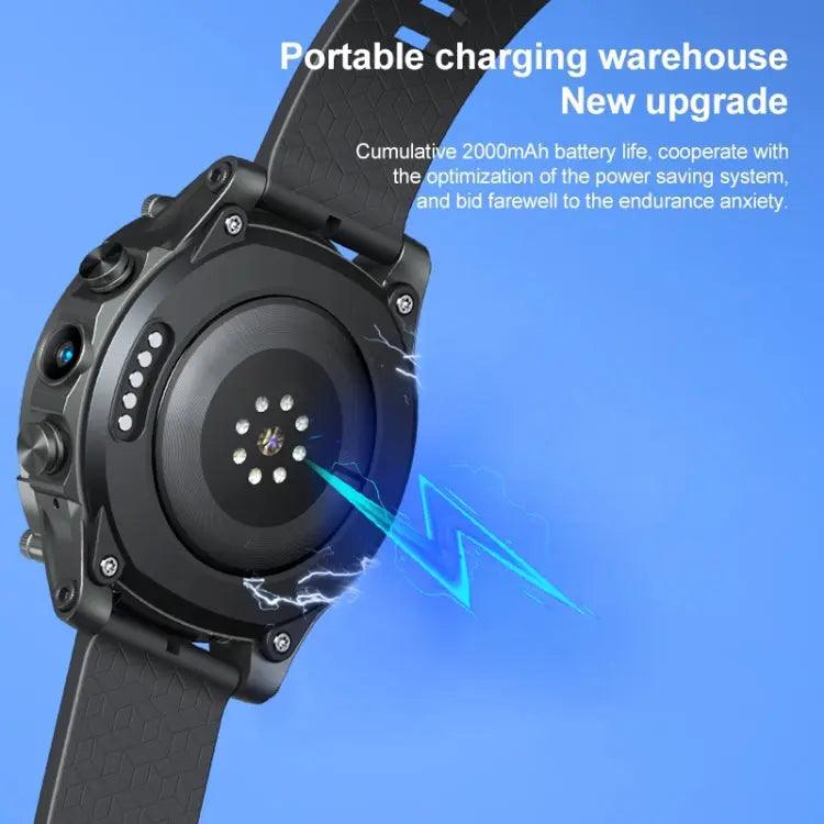 V20 1,6 pouces WiFi 4G Carte SIM Double caméra Montre intelligente, Mémoire: Ram 4 Go Rom 128 Go (cuir noir)
