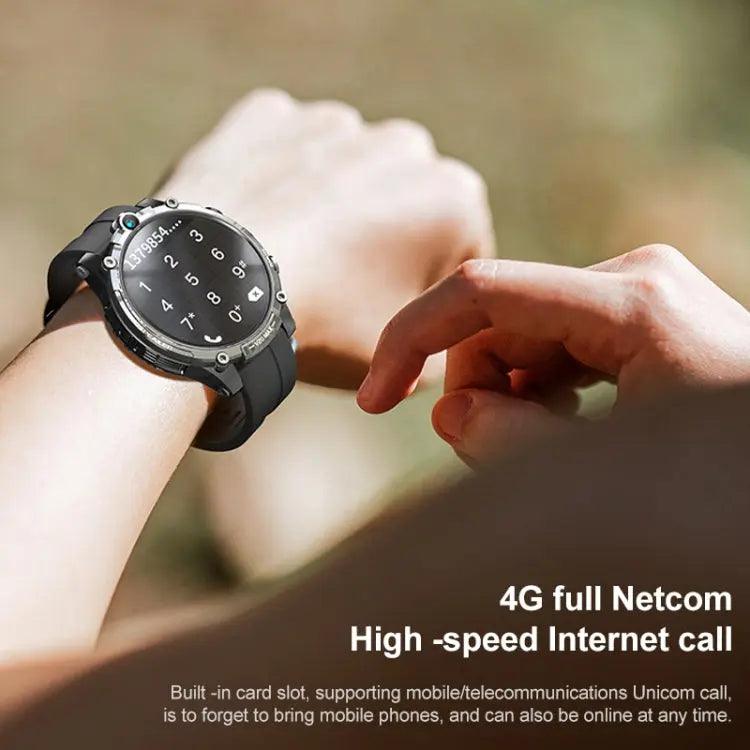 V20 1,6 pouces WiFi 4G Carte SIM Double caméra Montre intelligente, Mémoire: Ram 4 Go Rom 128 Go (cuir noir)