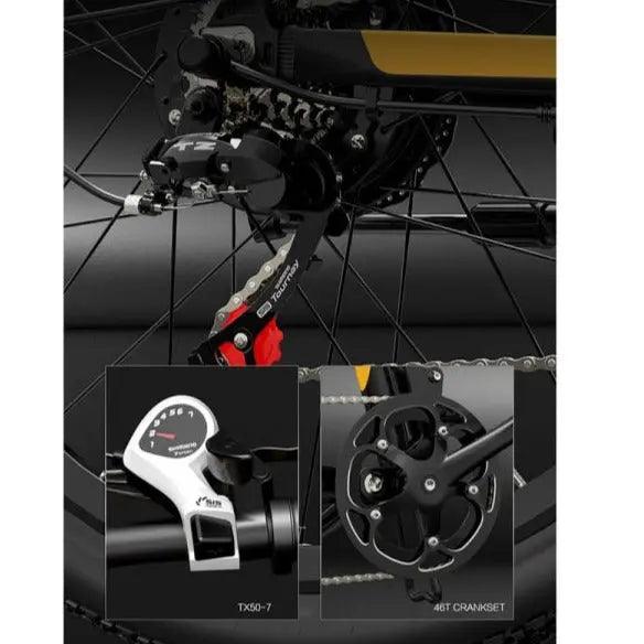 Vélo de montagne électrique BEZIOR X500 PRO 10.4AH 500W pliante avec des pneus de 26 pouces (jaune noir) - lesbeauxprix