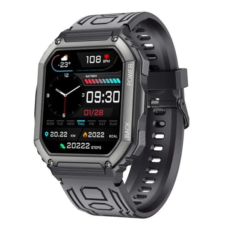 Montre intelligente de sport podomètre étanche KR06, prise en charge de la fréquence cardiaque/surveillance de la pression artérielle/appel BT (noir)