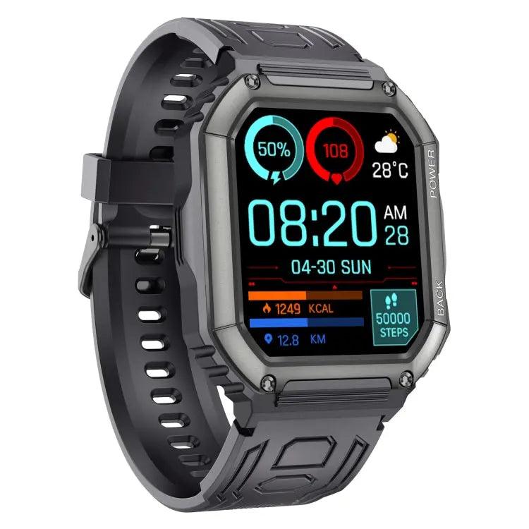 Montre intelligente de sport podomètre étanche KR06, prise en charge de la fréquence cardiaque/surveillance de la pression artérielle/appel BT (noir)