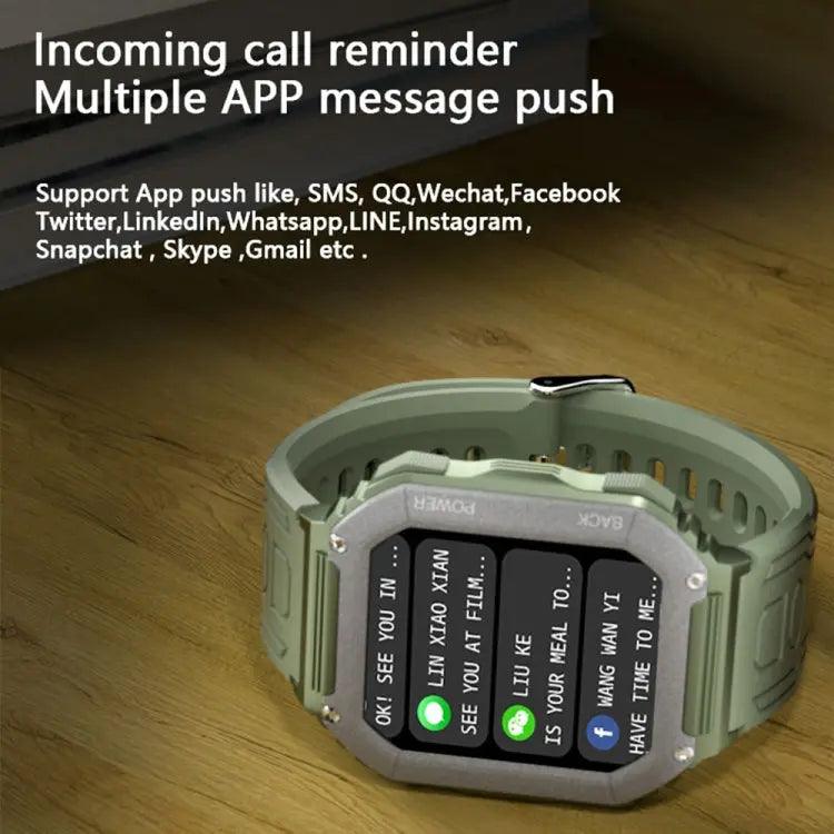 Montre intelligente de sport podomètre étanche KR06, prise en charge de la fréquence cardiaque/surveillance de la pression artérielle/appel BT (noir)