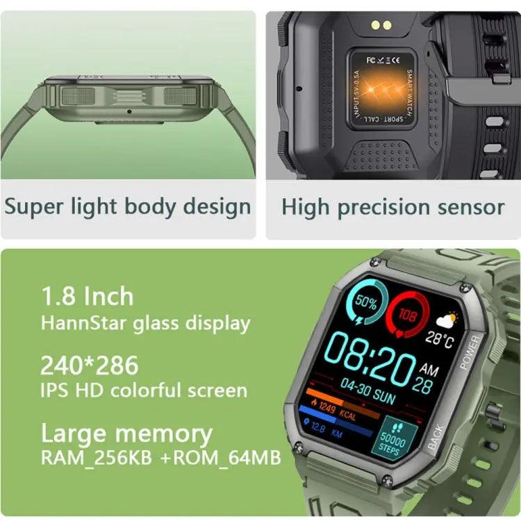 Montre intelligente de sport podomètre étanche KR06, prise en charge de la fréquence cardiaque/surveillance de la pression artérielle/appel BT (noir)