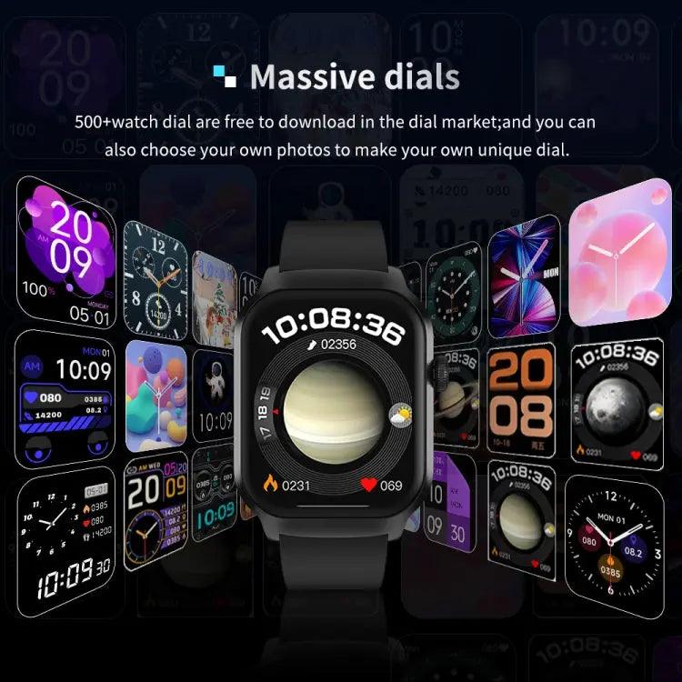 Montre intelligente avec bracelet en acier milanais de 2,01 pouces, appel Bluetooth, prise en charge de la surveillance de la fréquence cardiaque/glycémie non invasive (or)