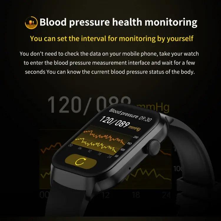 Montre intelligente avec bracelet en acier milanais de 2,01 pouces, appel Bluetooth, prise en charge de la surveillance de la fréquence cardiaque/glycémie non invasive (or)