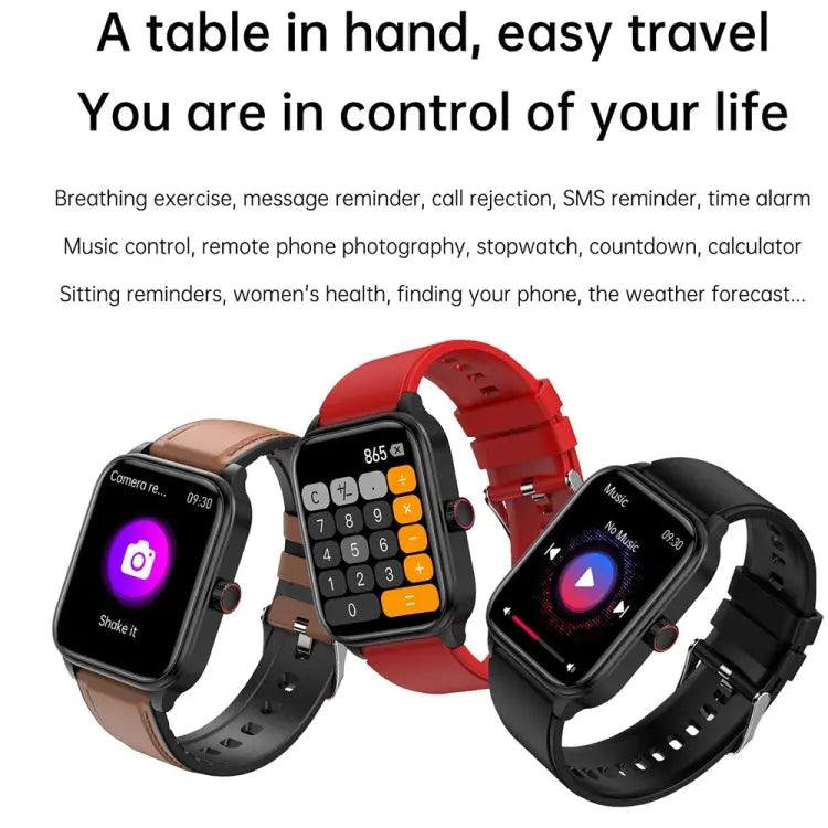 ET540 1,91 pouces IP67 étanche montre intelligente bande de silicone, prise en charge ECG/mesure non invasive de la glycémie (rouge)
