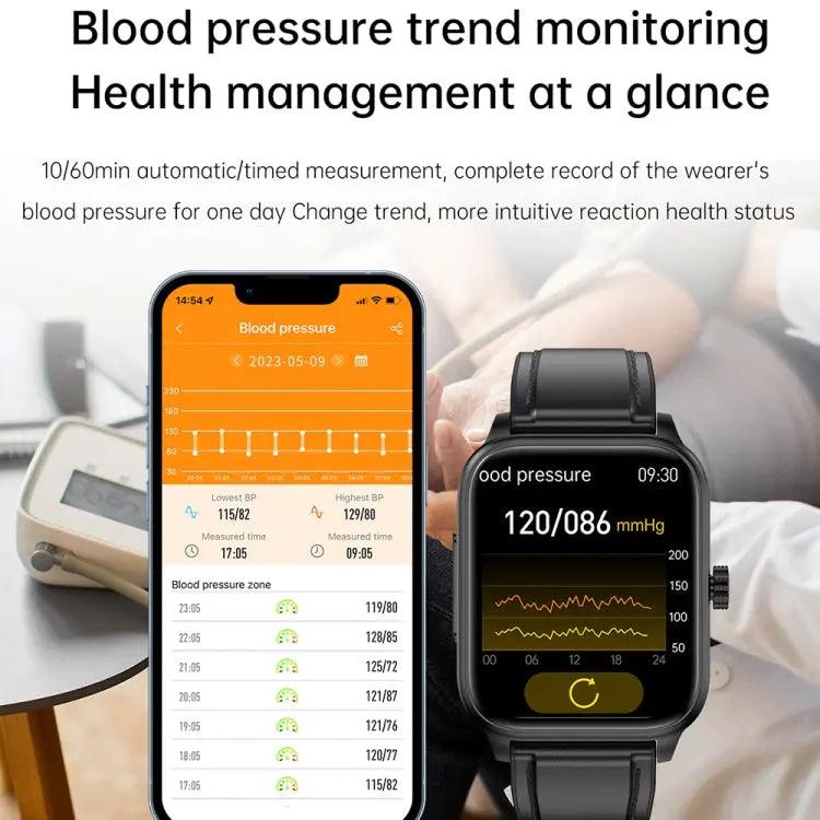 ET540 1,91 pouces IP67 étanche montre intelligente bande de silicone, prise en charge ECG/mesure non invasive de la glycémie (rouge)