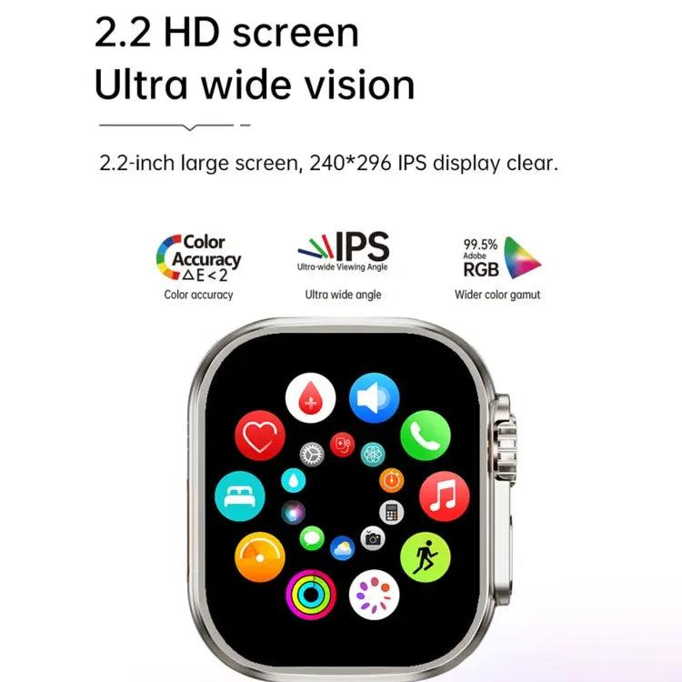 Montre intelligente de sport WS12 ULTRA 2 de 2,2 pouces, code de paiement de prise en charge / appel Bluetooth / sommeil / oxygène sanguin / fréquence cardiaque / moniteur de santé de la pression artérielle (noir)