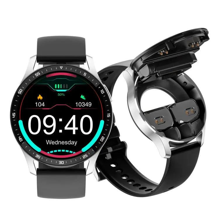 X7 1,32 pouces IPS écran tactile 2 en 1 Bluetooth écouteur montre intelligente, prend en charge la surveillance de la fréquence cardiaque/détection de l'oxygène sanguin/musique Bluetooth (noir)