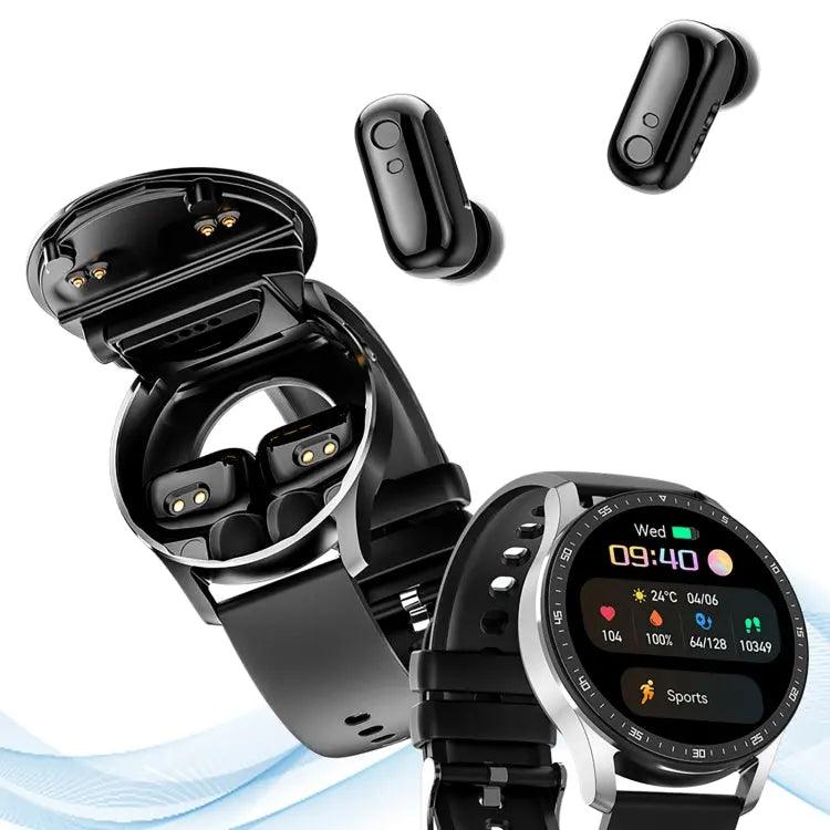 X7 1,32 pouces IPS écran tactile 2 en 1 Bluetooth écouteur montre intelligente, prend en charge la surveillance de la fréquence cardiaque/détection de l'oxygène sanguin/musique Bluetooth (noir)