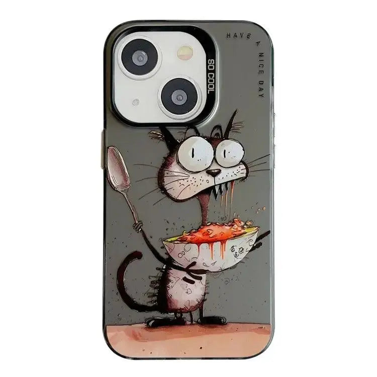 Coque Pour iPhone 15 à 12, Série de peinture à l'huile à motif animal.