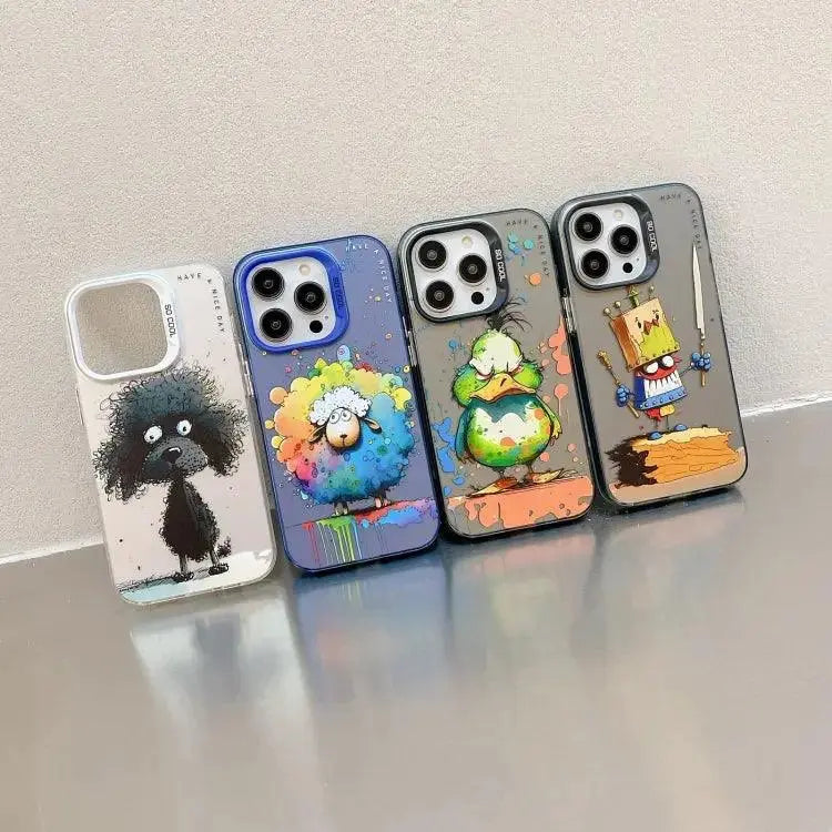 Coque Pour iPhone 15 à 12, Série de peinture à l'huile à motif animal.