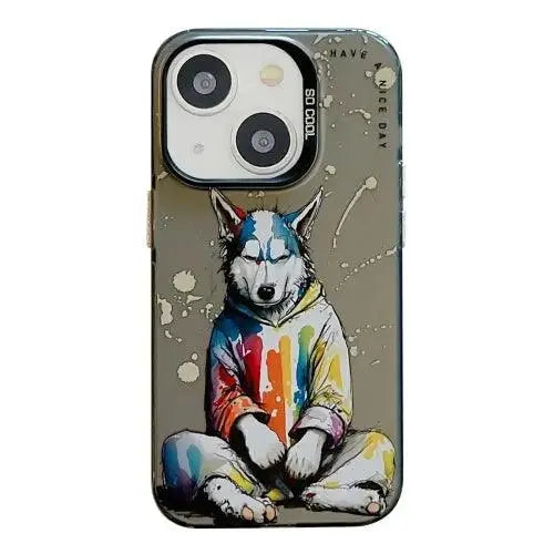 Coque Pour iPhone 15 à 12, Série de peinture à l'huile à motif animal. lesbeauxprix