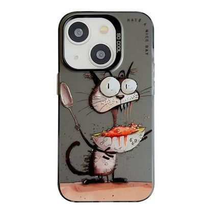Coque Pour iPhone 15 à 12, Série de peinture à l'huile à motif animal.