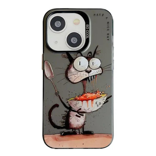 Coque Pour iPhone 15 à 12, Série de peinture à l'huile à motif animal.