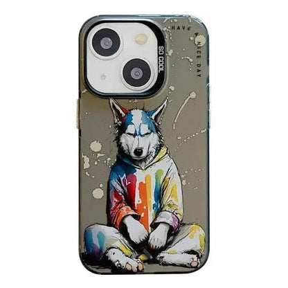 Coque Pour iPhone 15 à 12, Série de peinture à l'huile à motif animal. lesbeauxprix