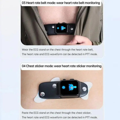 E530 1,91 pouces IP68 montre intelligente à bande en acier étanche prend en charge l'ECG / la glycémie non invasive (noir)