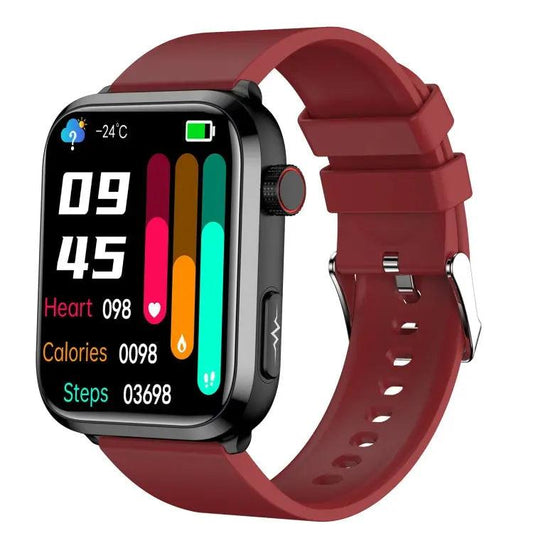 ET210 1,91 pouces IPS écran IP67 montre intelligente bande de silicone étanche, prise en charge de la surveillance de la température corporelle/ECG (rouge)
