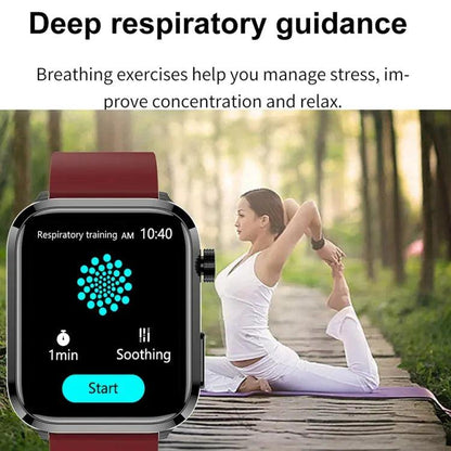 ET210 1,91 pouces IPS écran IP67 montre intelligente bande de silicone étanche, prise en charge de la surveillance de la température corporelle/ECG (rouge)
