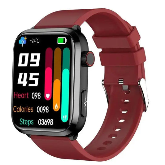 ET210 1,91 pouces IPS écran IP67 montre intelligente bande de silicone étanche, prise en charge de la surveillance de la température corporelle/ECG (rouge)